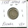 Image 2 : 1938 NFDLD 10 Cent Piece VG+ Silver