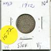 Image 1 : 1912 NFLD 10 Cent Piece VG Silver
