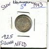 Image 1 : 1943 NFLD 5 Cent Piece Silver