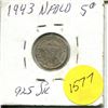 Image 2 : 1943 NFLD 5 Cent Piece Silver