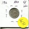 Image 2 : 1912 NFLD 5 Cent Piece Silver