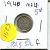 Image 1 : 1940 NFLD 5 Cent Coin Silver