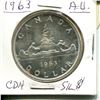 Image 1 : 1963 AU Canadian Silver Dollar