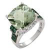 Image 1 : Ring 6.87 ctw Green Amethyst, Tsavorite & Diamond 14K