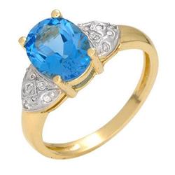 Ring 2.54 ctw Blue Topaz & Diamond 14K Fine Jewelry