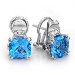 Earrings 6.22 ctw Blue Topaz & Diamond 14K Gold Jewelry