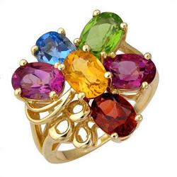 Ring 4.75 ctw Multi-Sapphie 14K Yellow Gold Jewelry