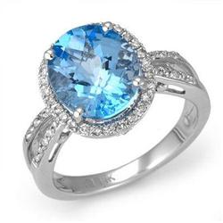 Ring 4.79 ctw Blue Topaz  & Diamond 14K Gold Jewelry