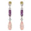 Image 1 : Earrings 23.06 ctw Tourmaline, Amethyst & Diamond Gold