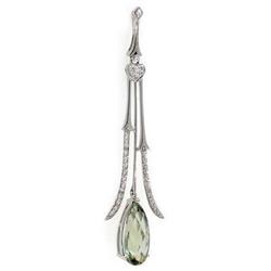 Pendant 4.55 ctw Green Amethyst & Diamond 14K Gold