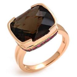 Ring 8.65 ctw Smoky Quartz & Pink Sap 14K Gold Jewelry