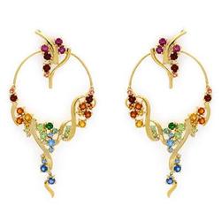 Earrings 5.56 ctw All Natural Gems & Diamond 14K Gold