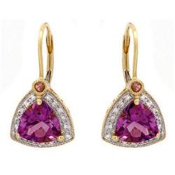 Earrings 2.22 ctw Amethyst  & Diamond 14K Gold Jewelry