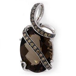 Pendant 8.6ctw Smoky Quartz & Diamond 14K Gold Jewelry