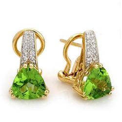 Earrings 3.83 ctw Peridot & Diamond 14K Gold Jewelry
