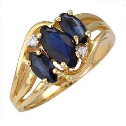 Ring 1.42 ctw Sapphire & Diamond 14K Gold Jewelry