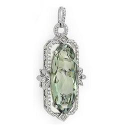 Pendant 12.20 ctw Green Amethyst & Diamond 18K Jewelry