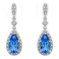 Earrings 5.25 ctw Blue Topaz & Diamond 14K Gold Jewelry