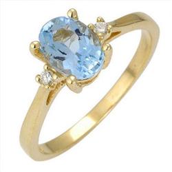 Ring 0.78 ctw Aquamarine & Diamond 14K Gold Jewelry