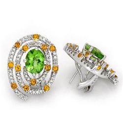 Earrings 7.88 ctw Citrine / Peridot & Diamond 14K Gold