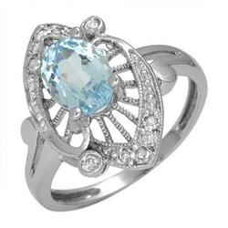 Ring 1.18 ctw Aquamarine & Diamond 14K Fine Jewelry
