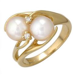 Ring White Pearl & 0.06 ctw Diamond 14K Gold Jewelry