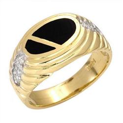 Ring 0.30 ctw Diamond with Onyx 14K Yellow Gold Jewelry
