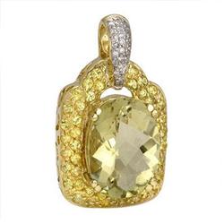 Pendant 5.75 ctw C Citrine/ Yel Sap & Diamond 14K Gold