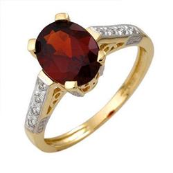 Ring 2.48 ctw Garnet & Diamond 14K Gold Fine Jewelry