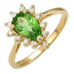 Ring 0.92 ctw Peridot & Diamond 14K Gold Jewelry