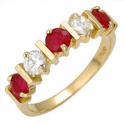 Ring 1.29 ctw Ruby & Diamond 14K Yellow Gold Jewelry