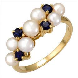 Ring Pearl & 0.50 ctw Sapphire 14K Yellow Gold Jewelry