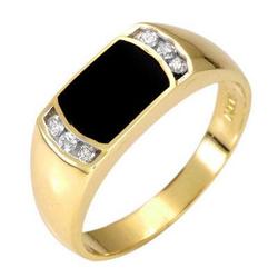 Ring 0.22 ctw Diamond with Onyx 14K Yellow Gold Jewelry