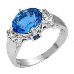 Ring 4.25 ctw Blue Topaz & Diamond 14K Gold Jewelry