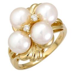 Ring White Pearl & 0.05 ctw Diamond 14K Gold Jewelry