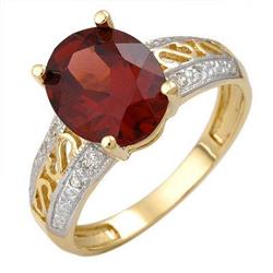 Fine Jewelry Ring 2.85 ctw Garnet & Diamond 14K Gold