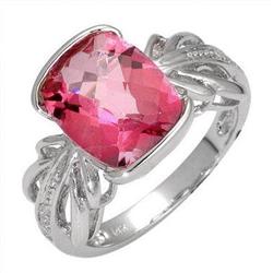 Ring 4.53 ctw Pink Topaz & Diamond 14K Gold Jewelry