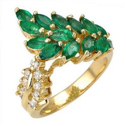 Ring 2.47 ctw Emerald & Diamond 14K Yellow Gold Jewelry