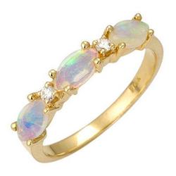 Ring 0.54 ctw Opal & Diamond 14K Yellow Gold Jewelry