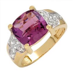 Ring 3.54 ctw Amethyst & Diamond 14K Gold Fine Jewelry