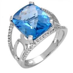 Ring 6.47 ctw Swiss BTopaz & Diamond 14K Fine Jewelry