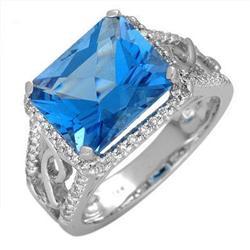Ring 5.49 ctw Swiss BTopaz & Diamond 14K Fine Jewelry