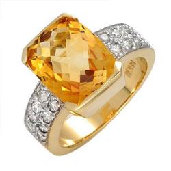 Ring 5.22 ctw Citrine & Diamond 14K Gold Jewelry