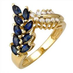 Ring 1.10ctw Sapphire & Diamond 14K Yellow Gold Jewelry