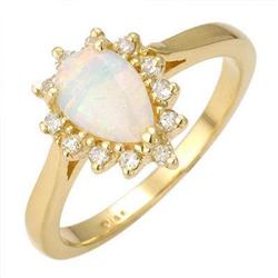 Ring 0.62 ctw Opal & Diamond 14K Yellow Gold Jewelry
