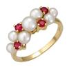 Image 1 : Ring Pearl & 0.50 ctw Ruby 14K Yellow Gold Jewelry