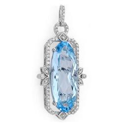 Pendant 16.07 ctw Blue Topaz & Diamond 18K Fine Jewelry