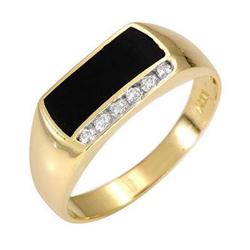 Ring 0.30 ctw Diamond with Onyx 14K Yellow Gold Jewelry