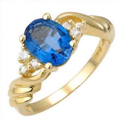 Ring 1.69 ctw Blue Topaz & Diamond 14K Gold Jewelry