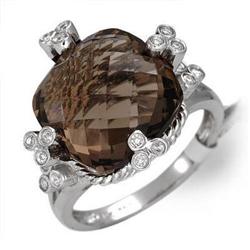 Ring 9.65 ctw Smoky Quartz & Diamond 18K Gold Jewelry